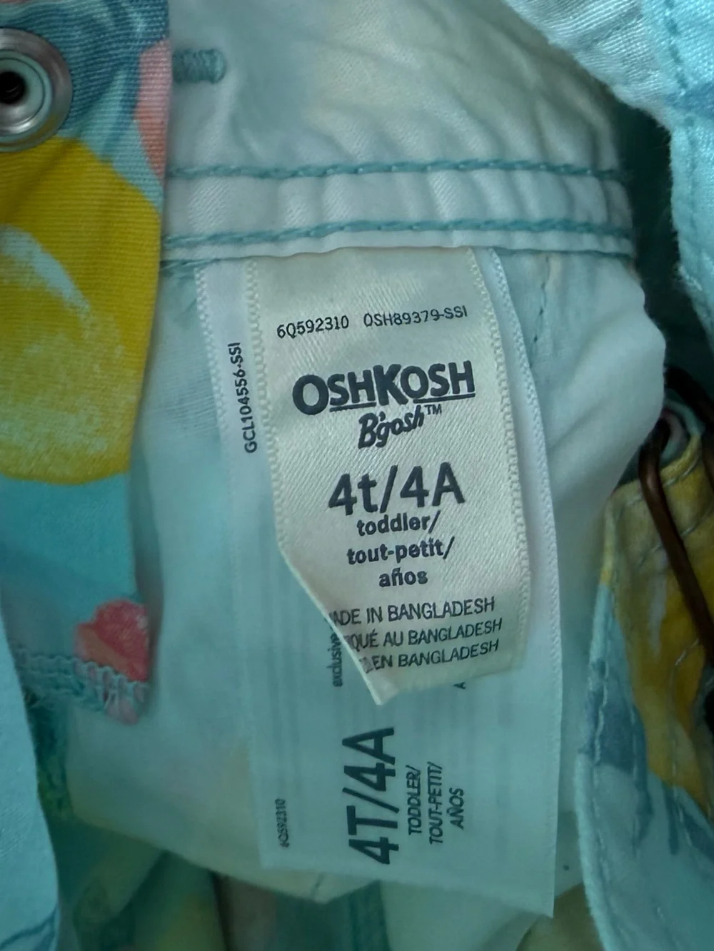 OshKosh B'gosh|Baby girl/toddler Blue Lemon Print Shortalls overalls•Novelty 4T